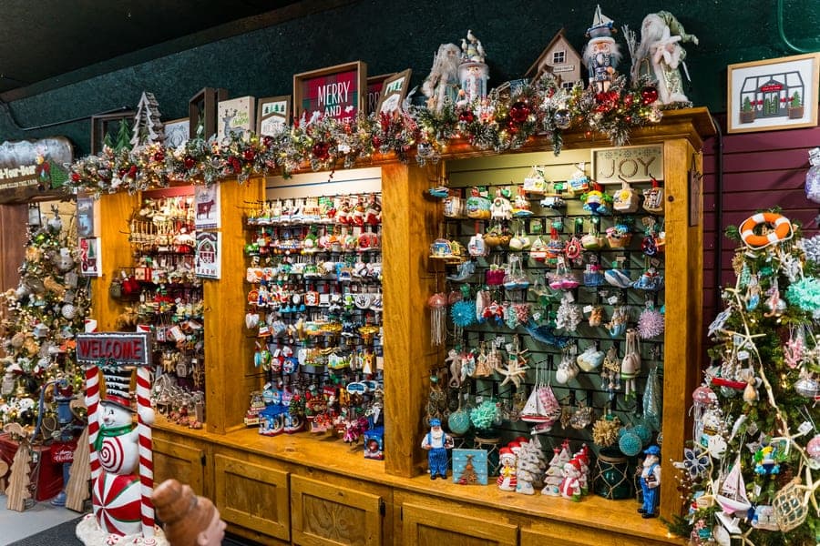 Walls of ornaments in the Ornament Shop
