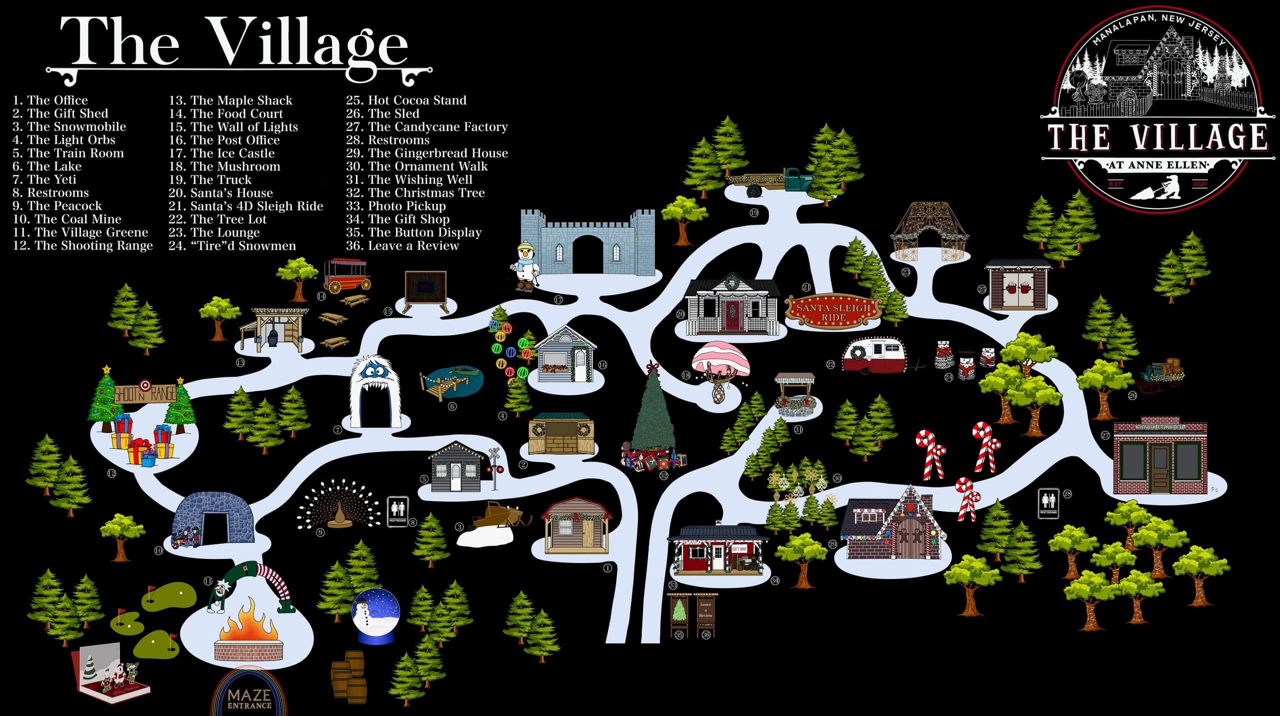 The illustrated map of The Village